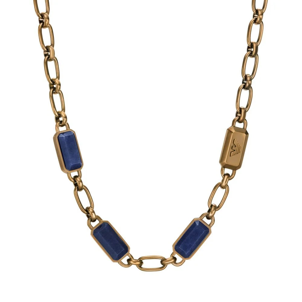 Emporio Armani Men's Blue Stone with IP Antique Gold-Plating Chain Necklace EGS3096251 - Shop Authentic ARMMENBRA(s) from Maybrands - for as low as ₦190750! 