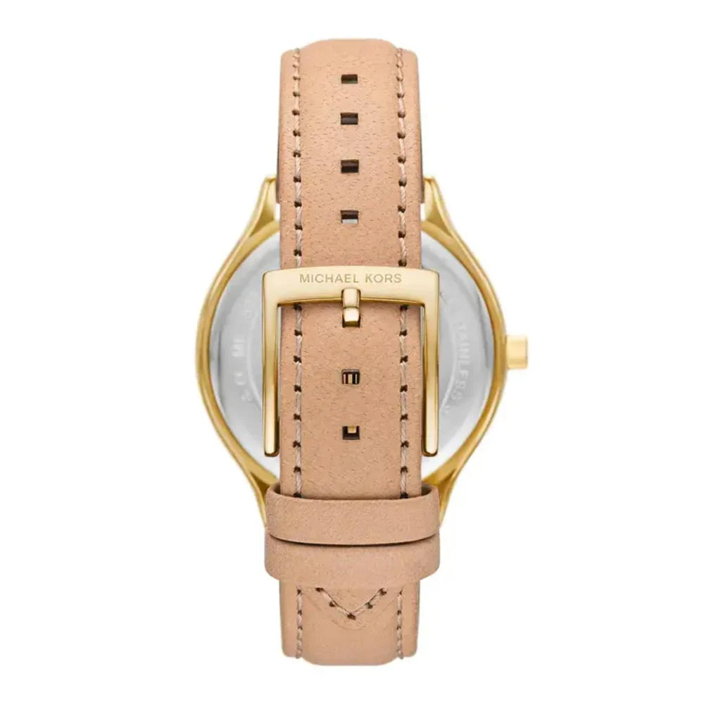 Michael Kors Slim Runway White Dial Nude Leather Strap Ladies Watch MK7533 MK7533