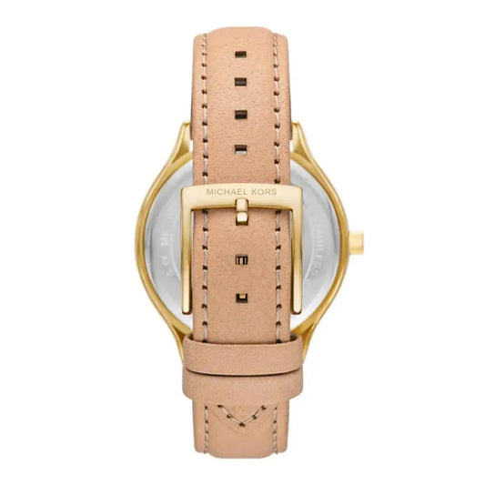 Michael Kors Slim Runway White Dial Nude Leather Strap Ladies Watch MK7533 MK7533