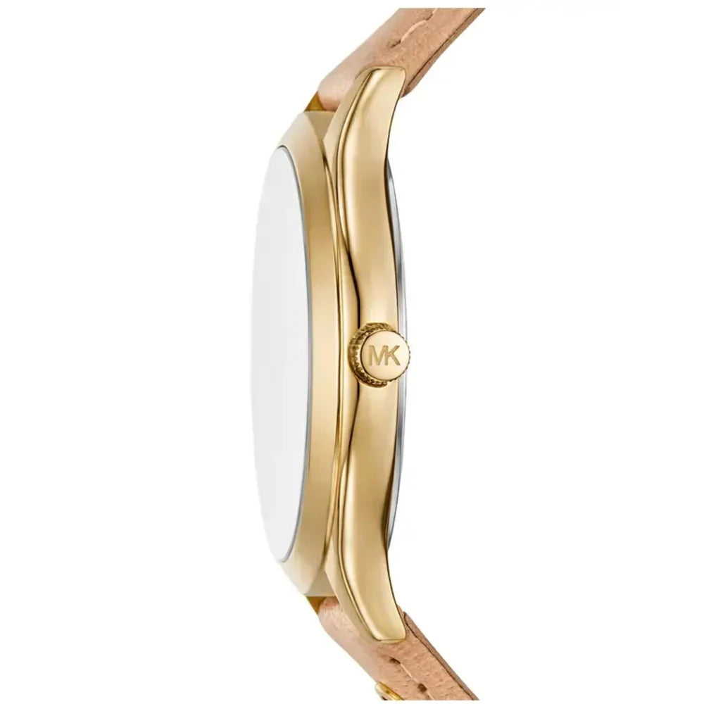 Michael Kors Slim Runway White Dial Nude Leather Strap Ladies Watch MK7533 MK7533