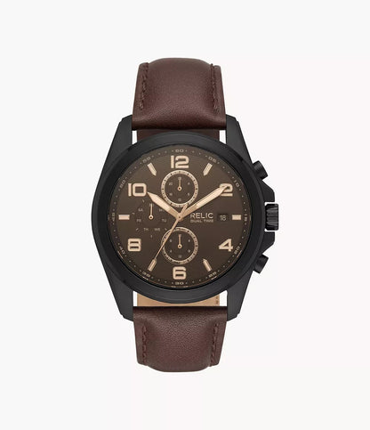Relic Men's Brown Leather Analog Black Dial Quartz Genuine Watch ZR15946 - Shop Authentic RELMENWAT(s) from Maybrands - for as low as ₦228500! 